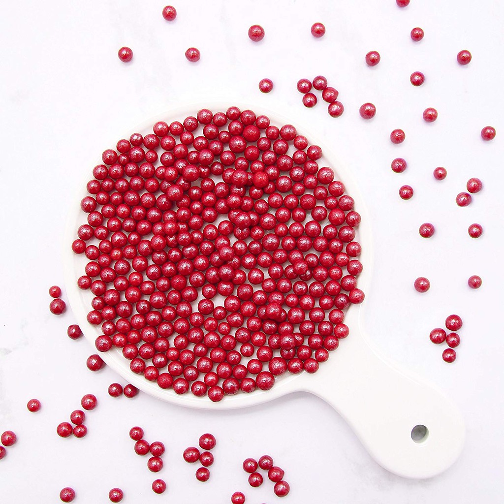 

MUTIARA PEARL RED MERAH MINI SPRINKLES EDIBLE HIASAN TABURAN CAKE KUE BANYAK ART CUPCAKE WEDDING ULTAH HIASAN