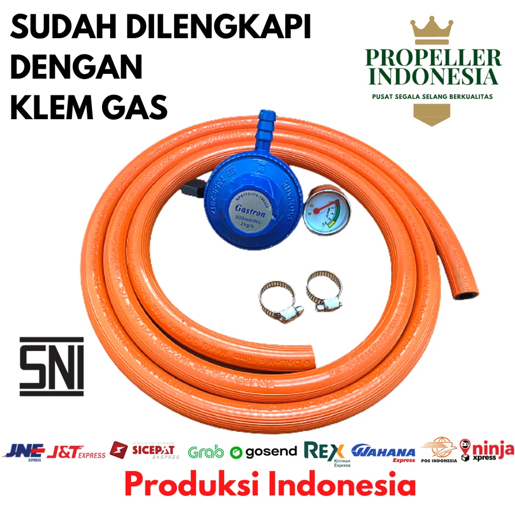 Selang Gas Orange 2 Meter dan Regulator Paket Selang Gas 2 Lapis SNI