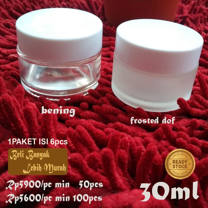 6pcs POT  KACA  POT  CREAM JAR  KACA  Bening Frosted DOFF 