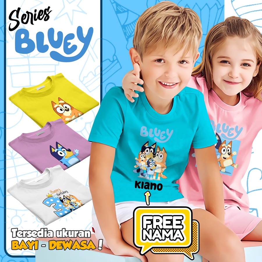 Baju Kaos ANAK DAN DEWASA BLU3Y COUPLE (FREE NAMA)