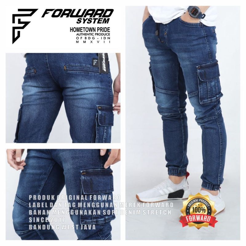 Celana jeans cargo ziper  forward original