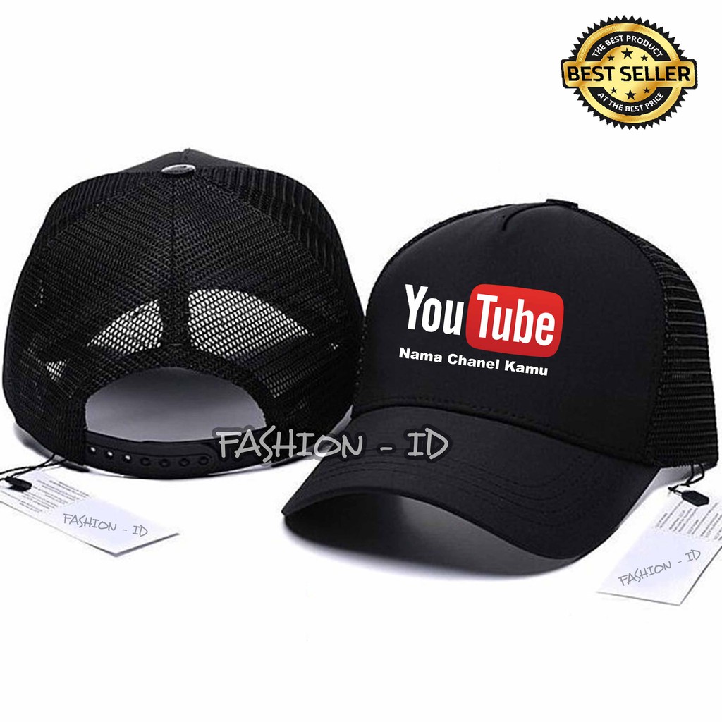 Topi Trucker Jaring YOUTUBE YOU TUBE NAMA CHANEL KAMU CUSTOM Pria dan Wanita Distro DIAMOND STORE