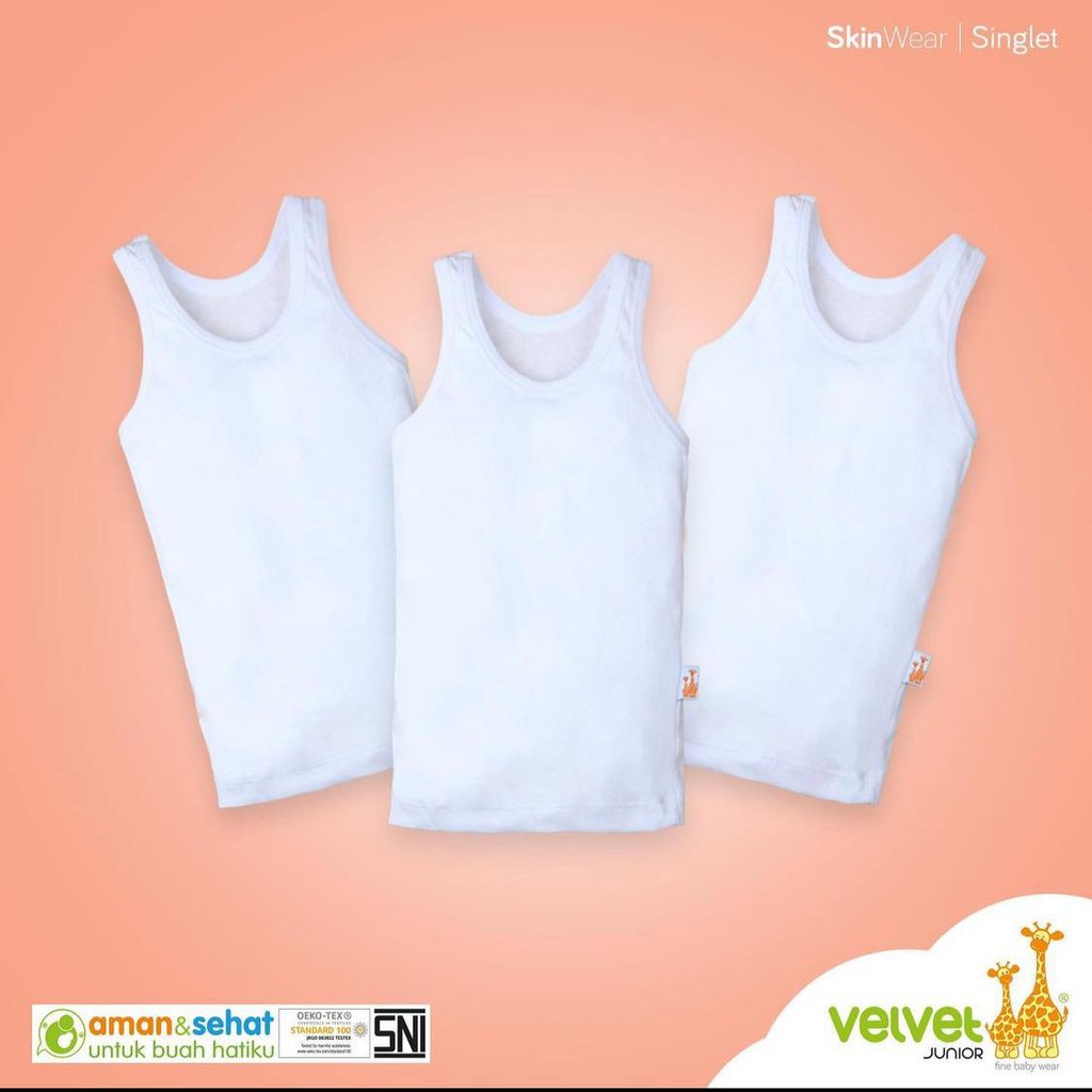 Singlet Velvet Junior (Kaos Dalam Putih) Unisex /3pcs