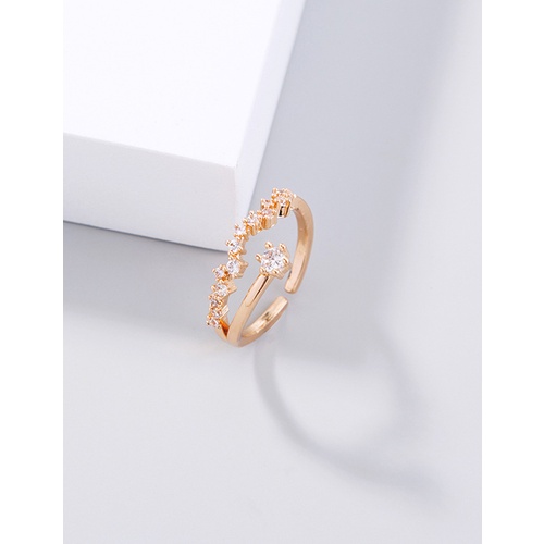 LRC Cincin Fashion Gold Color Gold Color Open Zircon Constellation Ring V89950