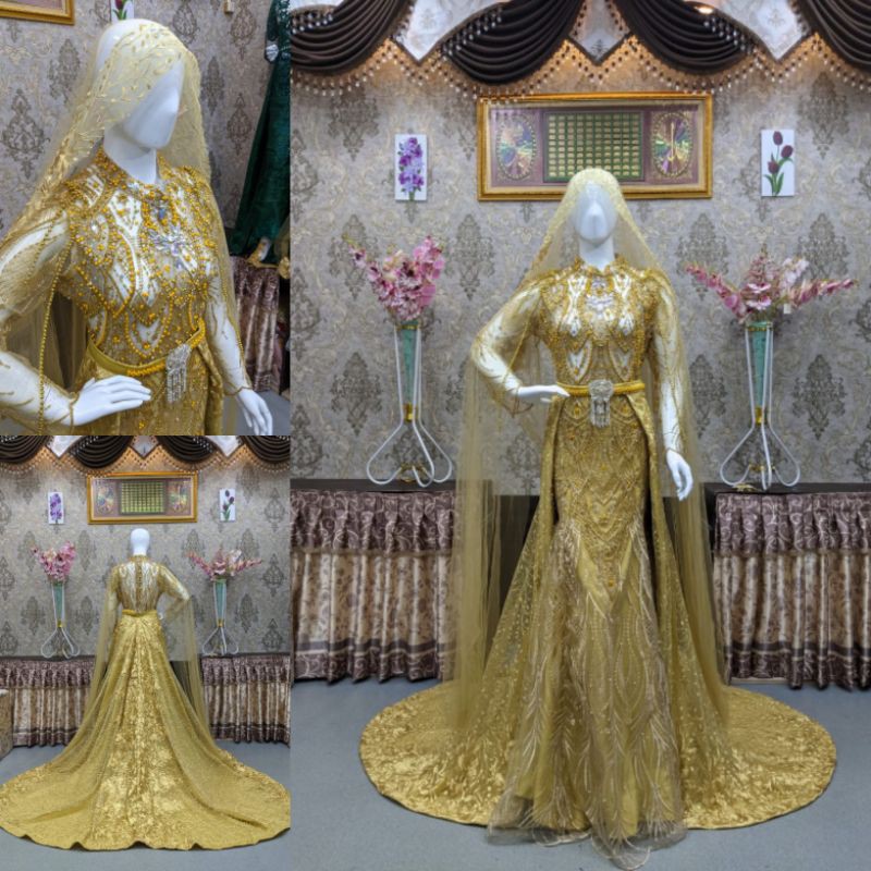 GAUN PENGANTIN SLIM MEWAH | GAUN PENGANTIN MUSLIM | BAJU PENGANTIN AKAD MODERN | BUSANA PENGANTIN