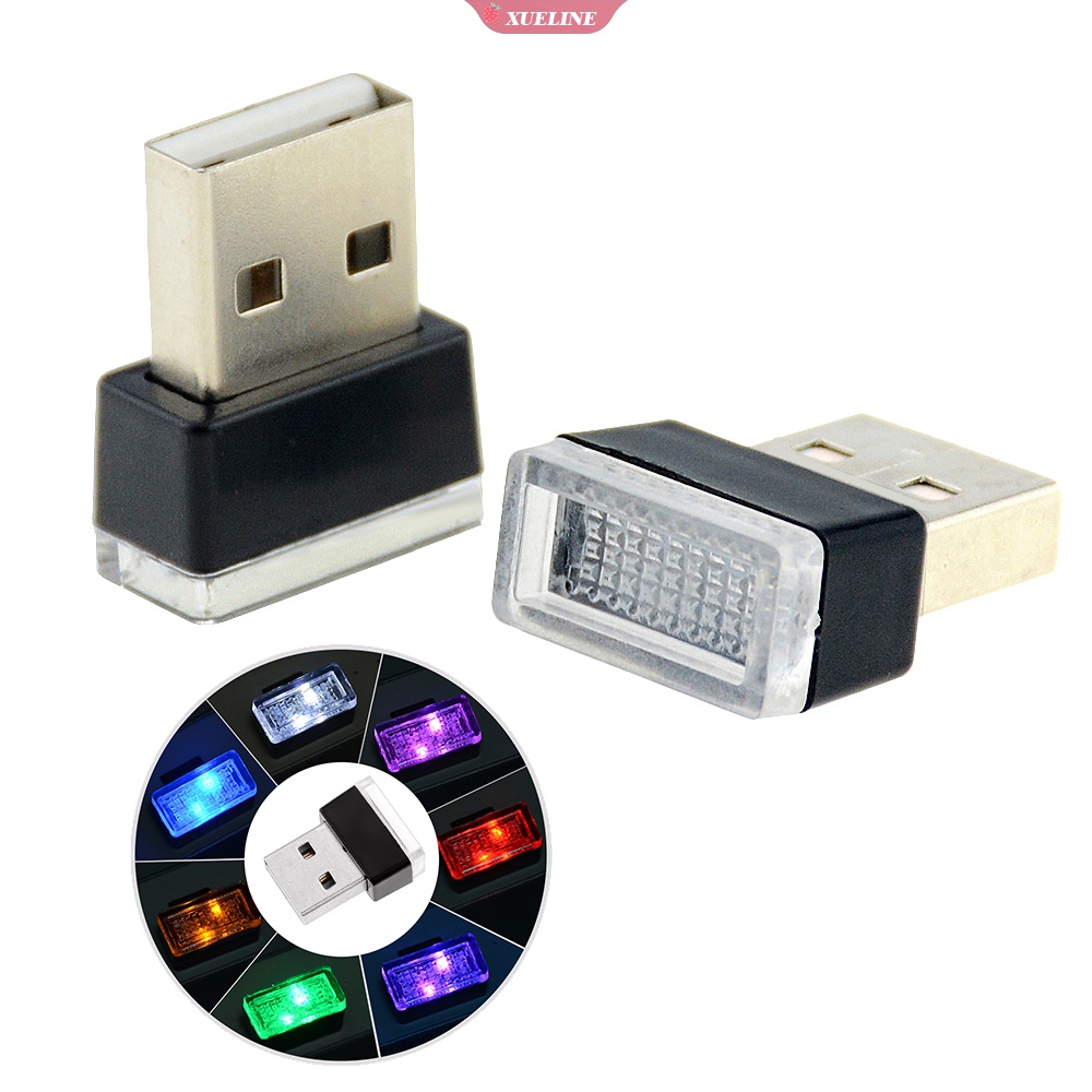 Lampu Led Atmosfir Darurat USB Plug Play Portable Bahan PC Warna Merahbiru Untuk Interior Mobil