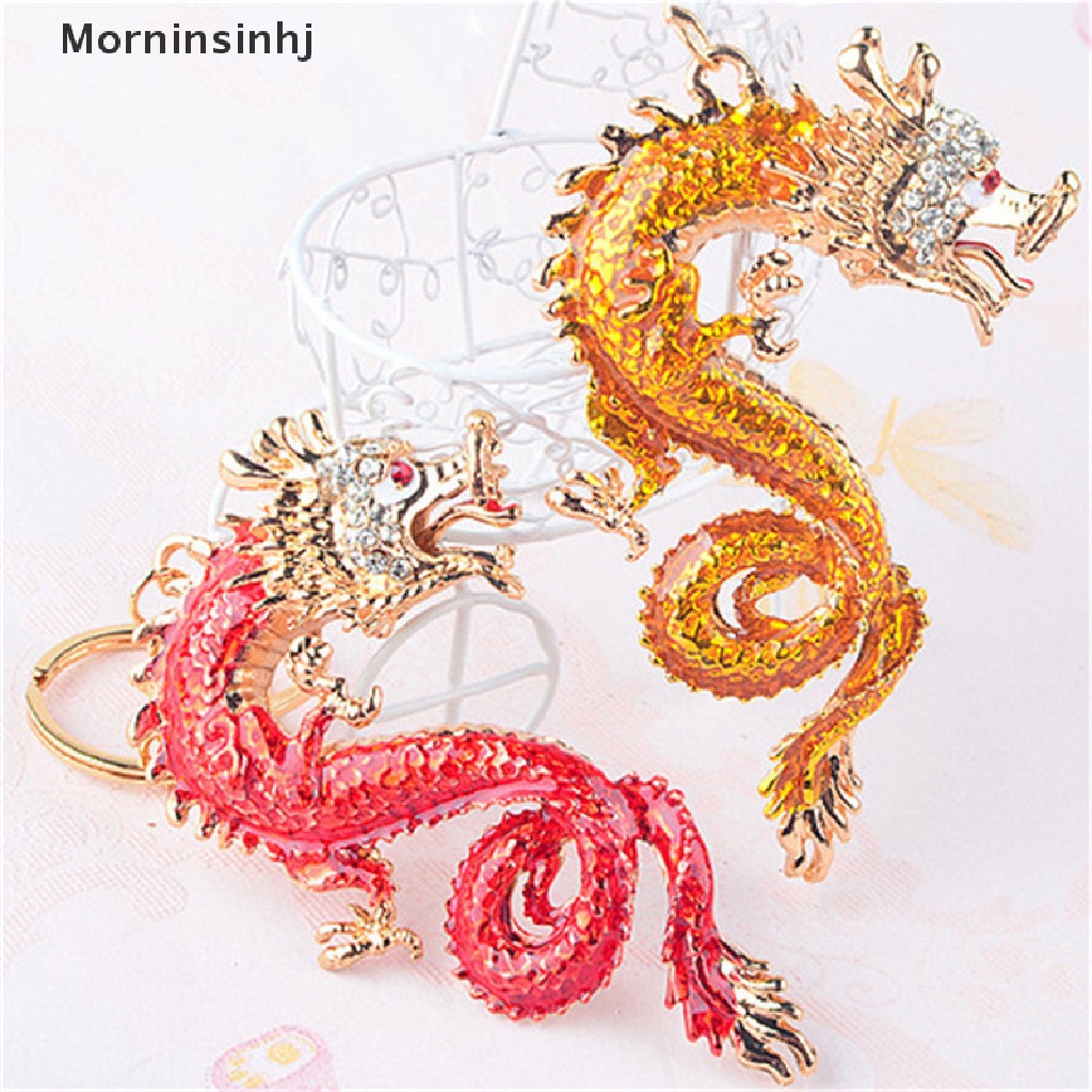 Mornin 1Pc Dragon Key Rings Chains Holder Simulasi Mutiara Kristal Hewan Keychains id