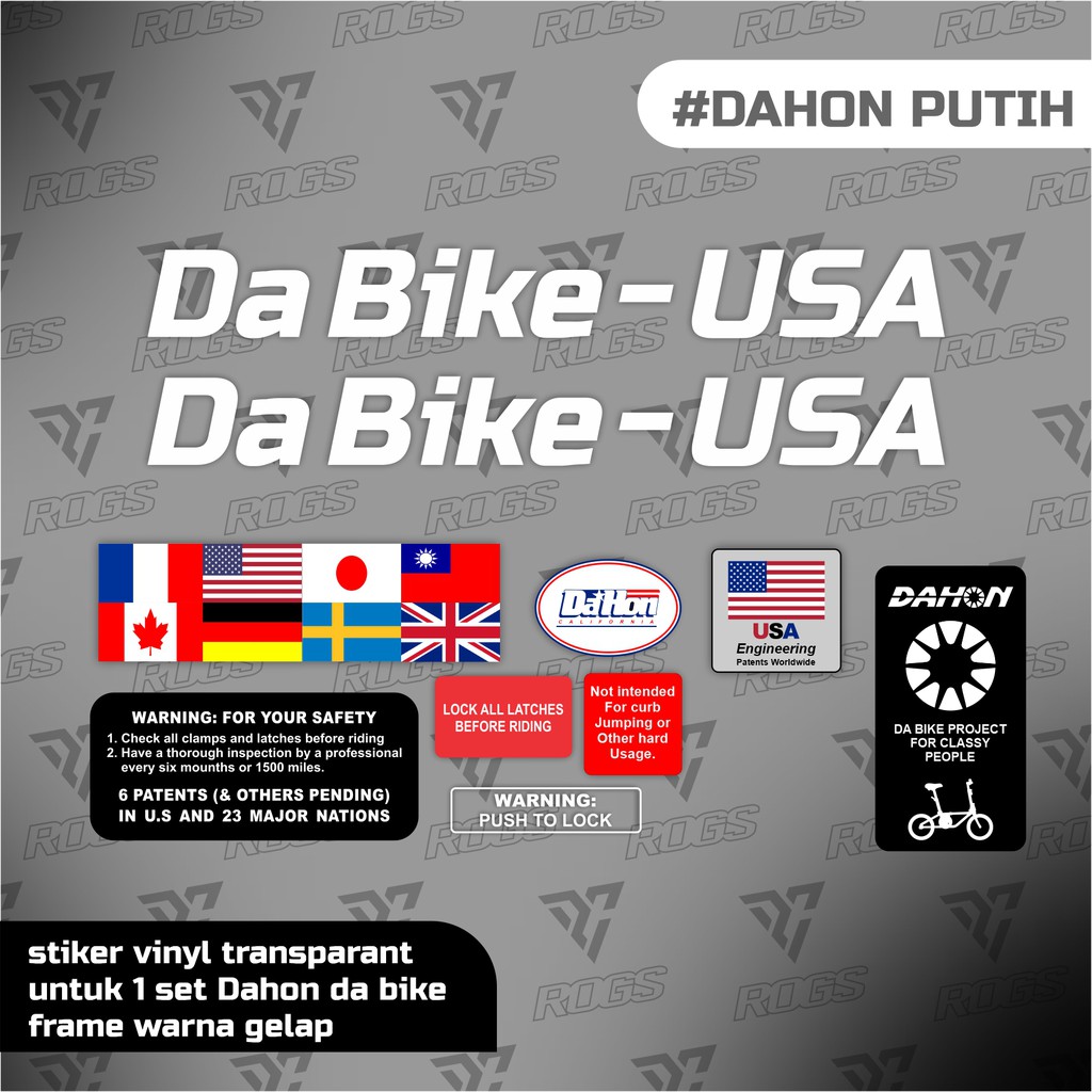 

stiker dahon usa putih | stiker sepeda | stiker vinyl