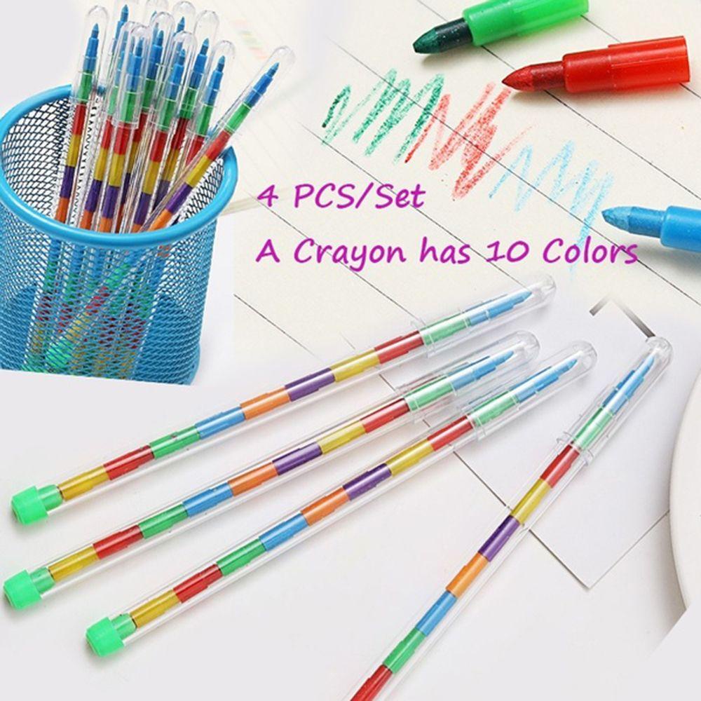 AUGUSTINA Crayon Cute DIY Children Art Stacker Pen 10warna Pastel Stationery Pensil Anak