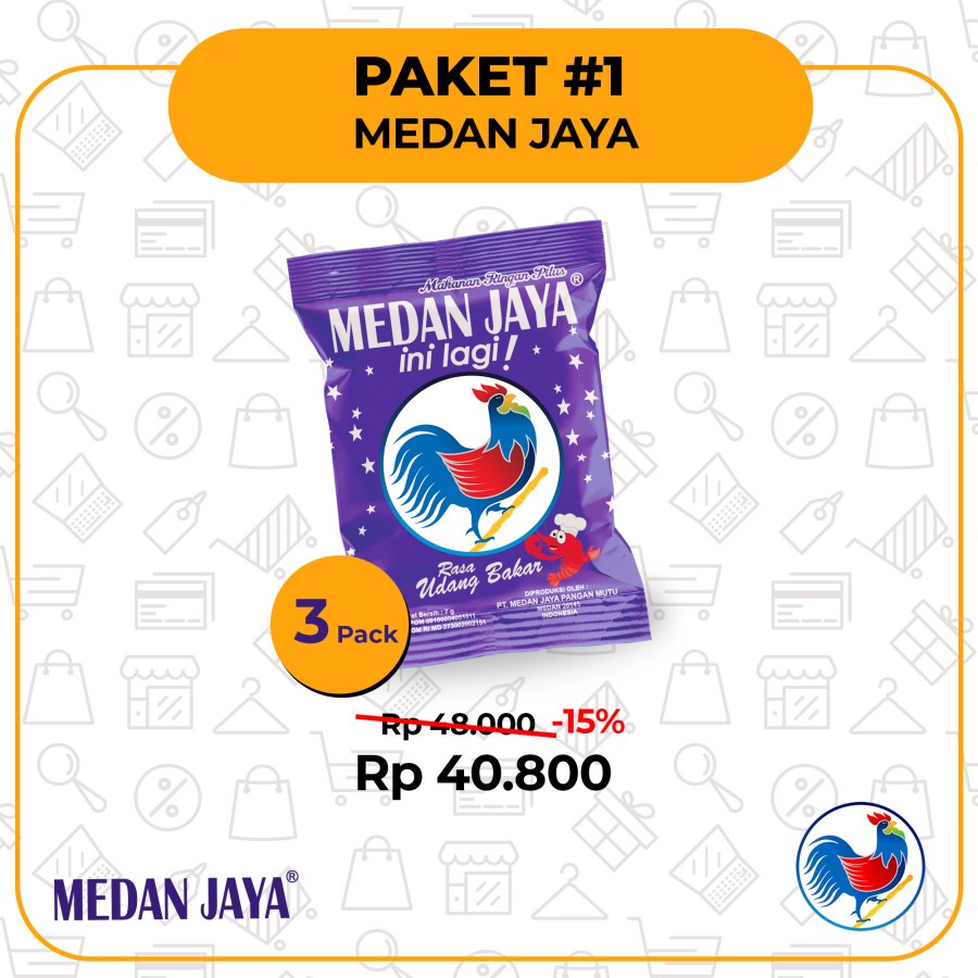 

3 pack Medan Jaya rasa Udang Bakar 7 gr