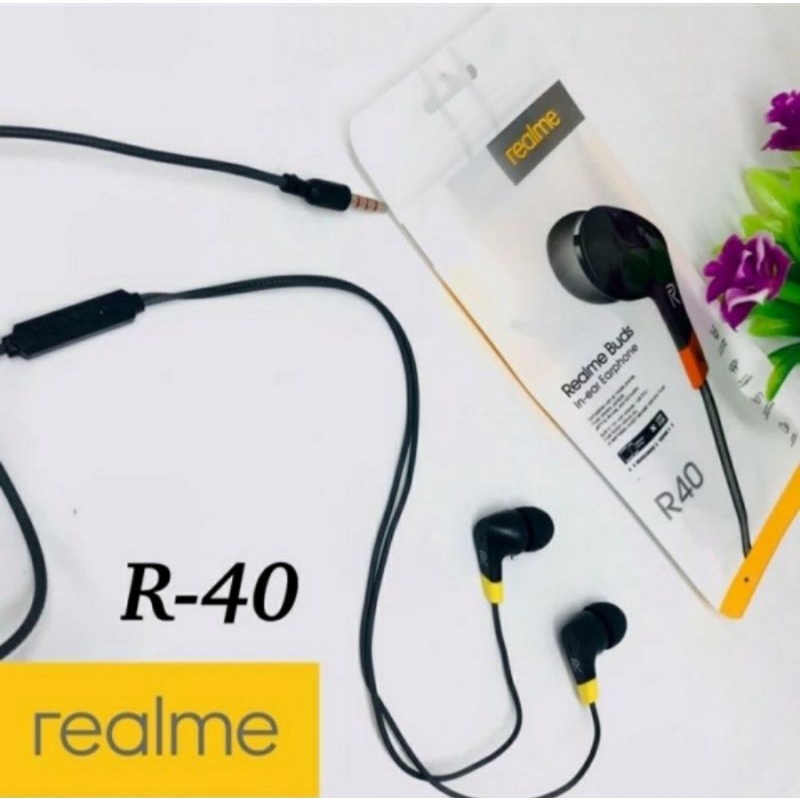 headset realme handsfree realme r40 bazz dan stereo earphones