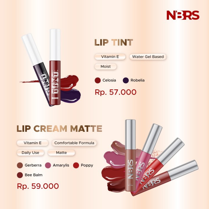 LIPSTIK PEWARNA BIBIR NBRS LIPCREAM MATTE DAN CAKE TOWN LIPCREAM