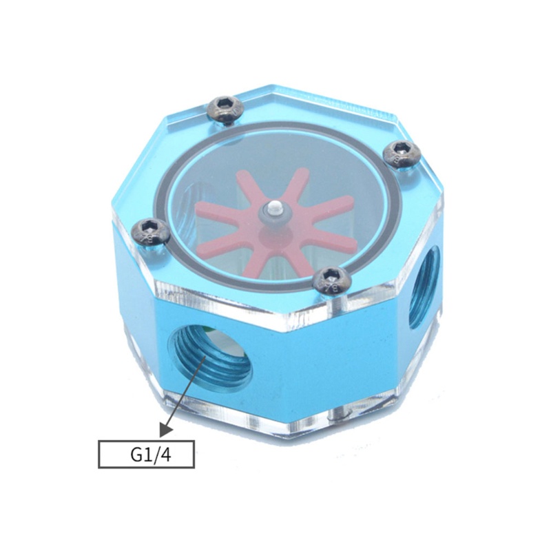 Bt Akrilik Octagonal Flow Indicator Computer Water Cooling Flow Meter G1/4Benang Female Kit Lengkap Liquid Coolin To