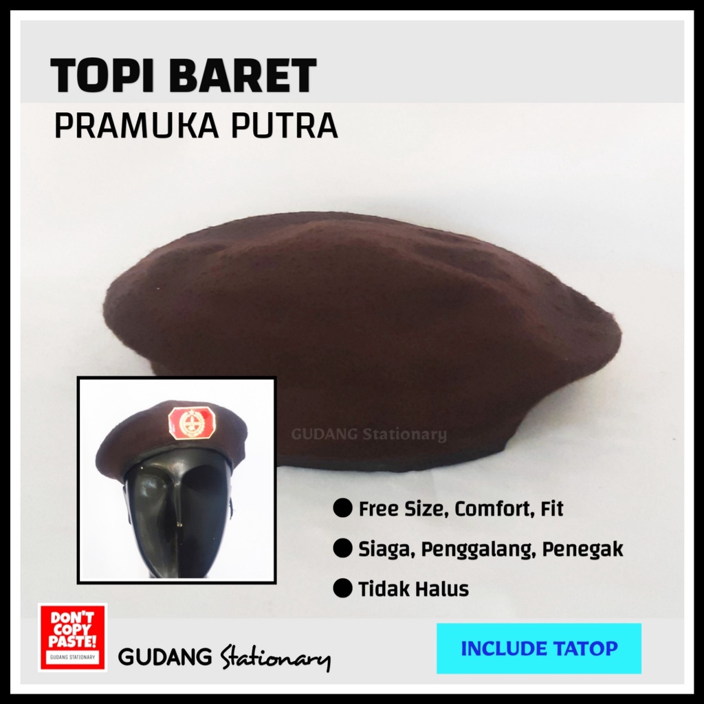 Topi Baret Pramuka + Pin Tatop