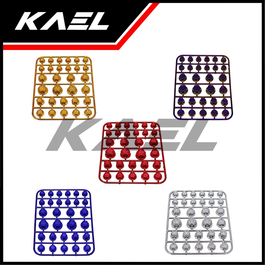 Cover Baut Probolt Flower Tutup Baud Probol L Monel Full CNC Thailook-Babylook Variasi Warna Emas-Merah-Biru-Silver-Twotone-2Tone Two Tone Set-Gold