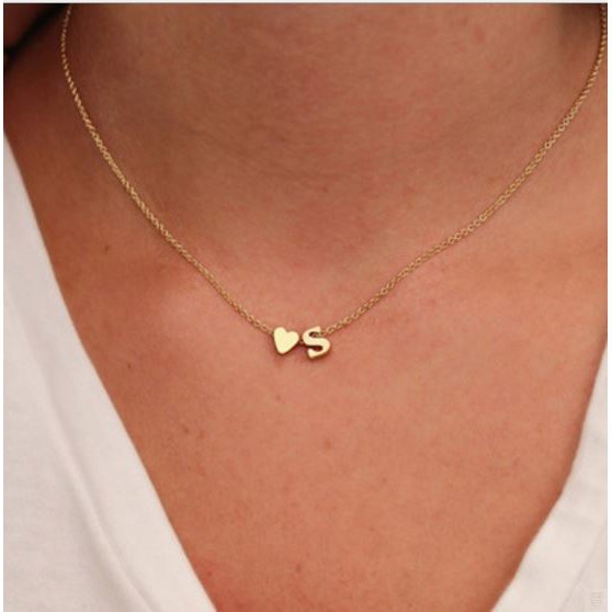 T&amp;Y (HURUF A-M) Kalung Huruf Love Kecil Stainless Aksesoris Fashion Perhiasan Wanita GOLD SILVER