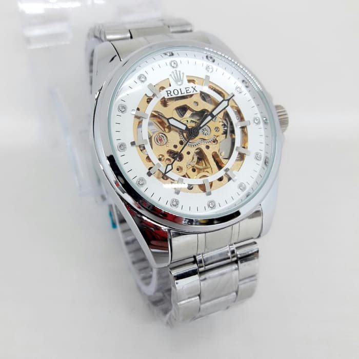 JAM TANGAN PRIA ROLEX RANTAI AUTOMATIC SILVER COVER GOLD