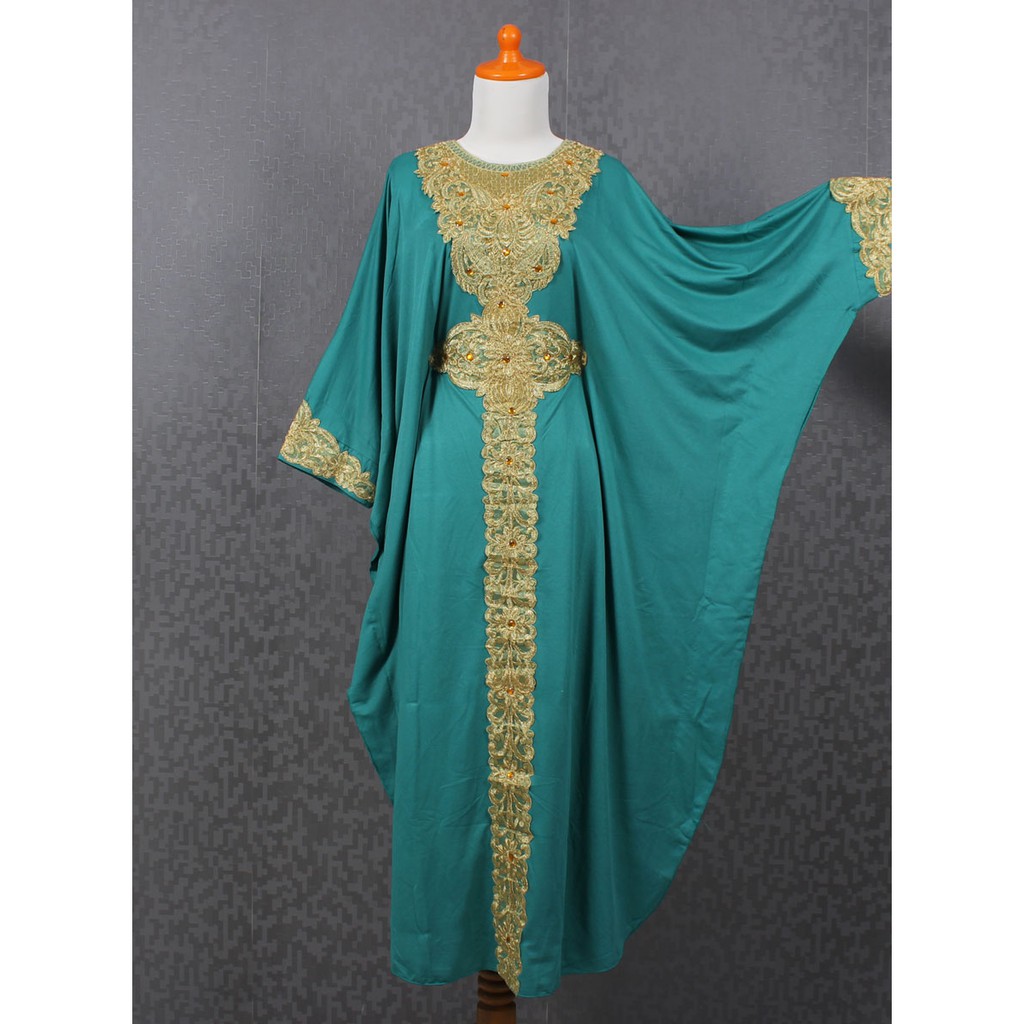 Kaftan Bordir SM warna  hijau  tosca  Shopee Indonesia