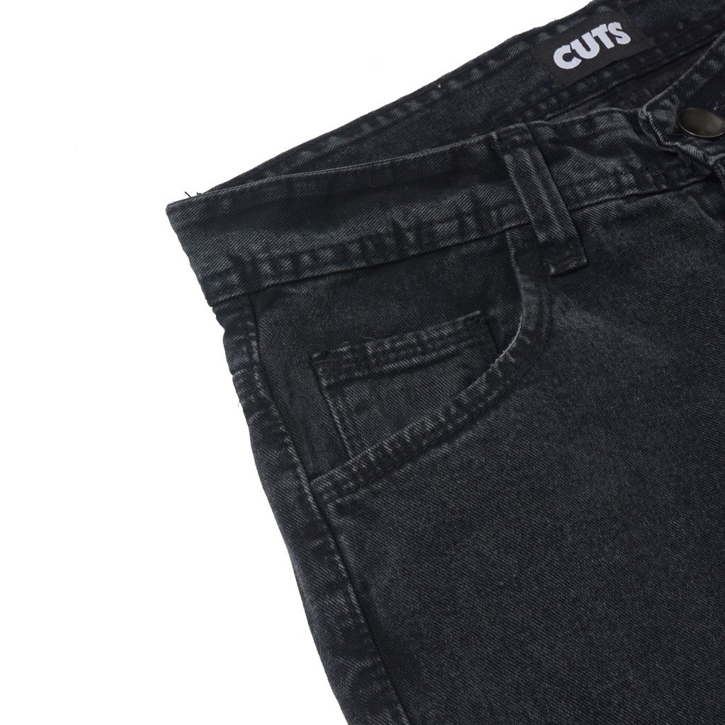 CUTS | CELANA BAGGY | JEANS DENIM | BLACK