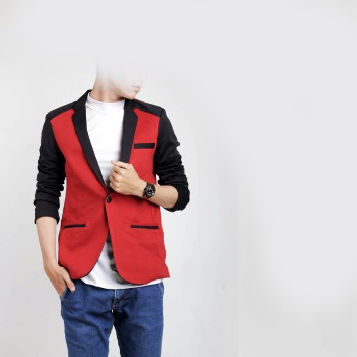 BLAZER COMBIE MERAH Jas Korea Pria Merah Hitam Casual Formal Perform Nikah Slimfit Fleece Adidas