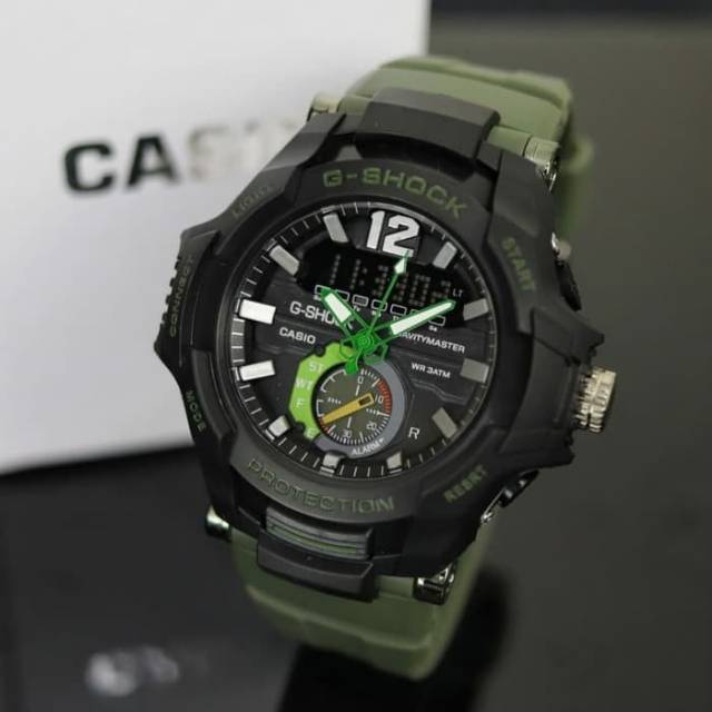 Jam Tangan Casio Gshock GR100 Jam Pria Water Resist Renang - Hitam tali Hijau