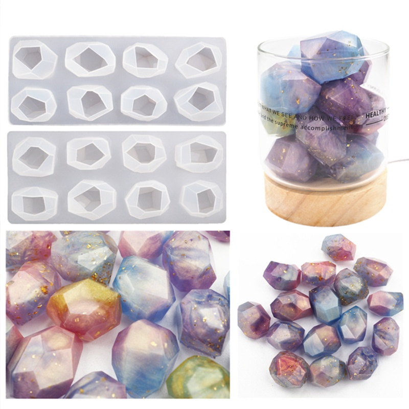 SIY  2 Styles Irregular Geometric Section Crystal Ore Epoxy Resin Mold Stones Ornaments Making Silicone Mould DIY Crafts Home Decorations Casting Tools