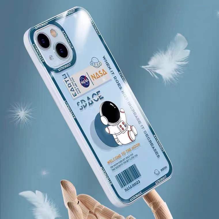 Soft Case Silikon TPU Transparan Motif Astronot Untuk Iphone 13 Pro Max / 12 / 11 / XS / XR / X / 8 / 7 / 6 Plus Mini SE 2020
