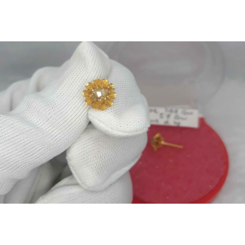 INT144GW57GW giwang emas kuning asli bunga permata intan berlian asli berat 1.750 kadar 85% 22k