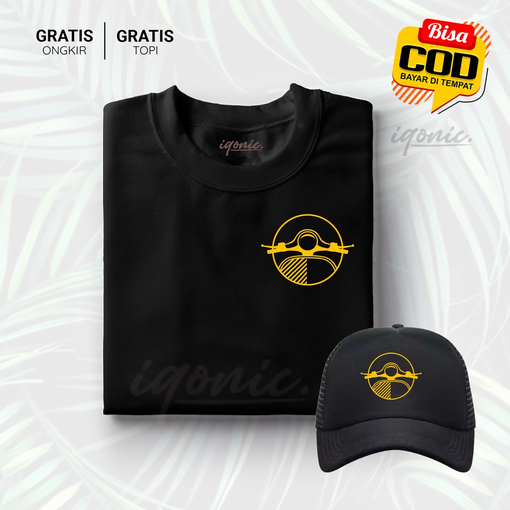 BONUS TOPI !!! Kaos Distro Pria Kaos Polos combed 30s Kaos Cewek vespa Keren X Gold premium