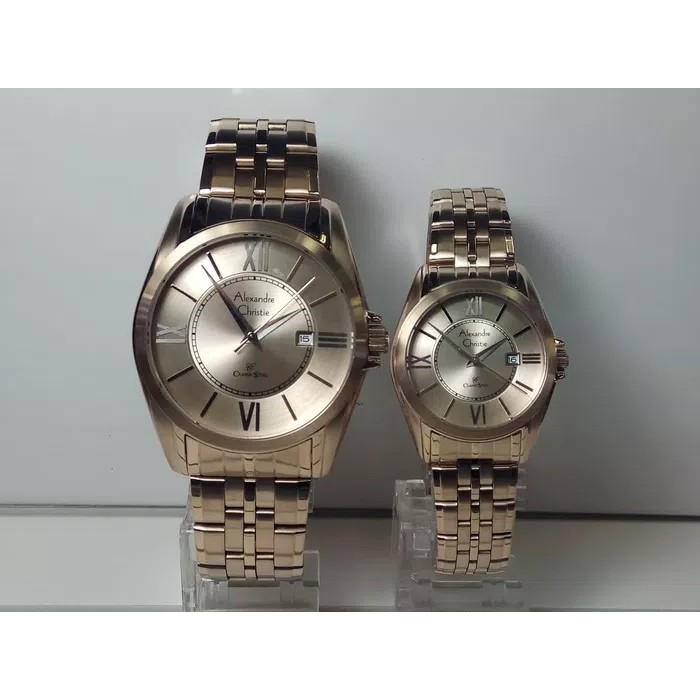 Jual JAM TANGAN COUPLE ALEXANDRE CHRISTIE AC 8427 LIGHT GOLD ORIGINAL Berkualitas