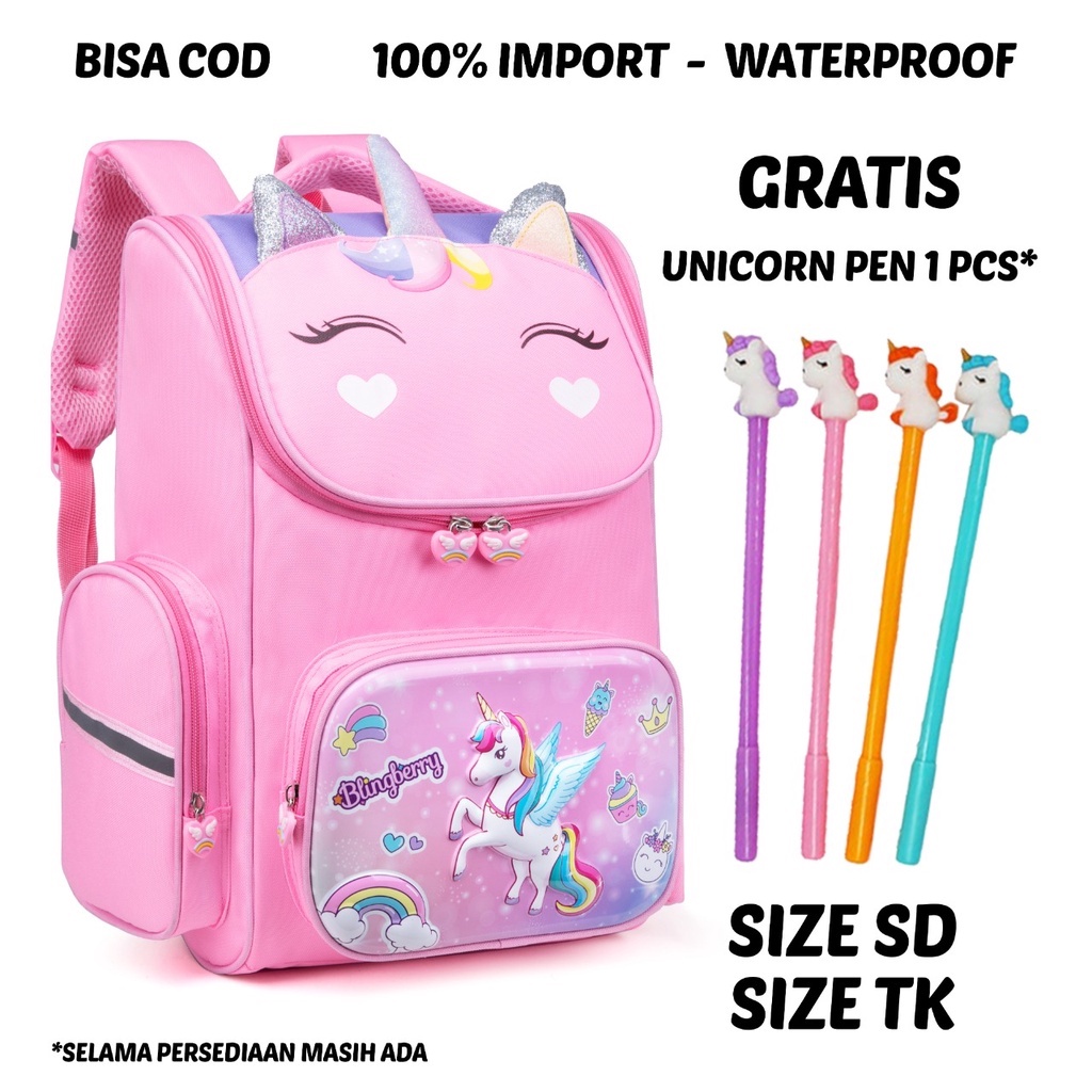 Tas Ransel Sekolah UNICORN Anak SD anak TK tas sekolah Tas Blingberry Original Tas Blingberry anak perempuan tas sekolah unicorn ransel