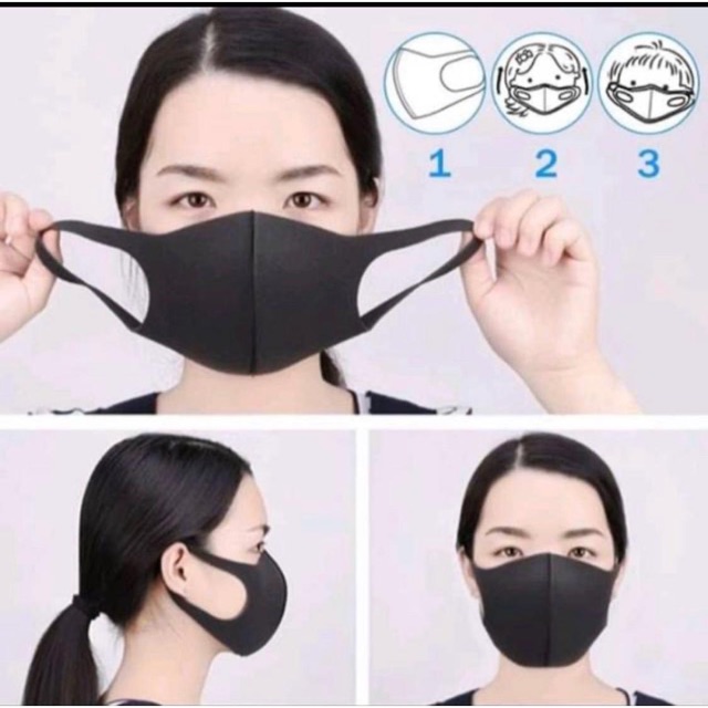 MASKER ANTI DEBU WARNA HITAM BAHAN SCUBA KUALITAS PREMIUM NON MEDIS