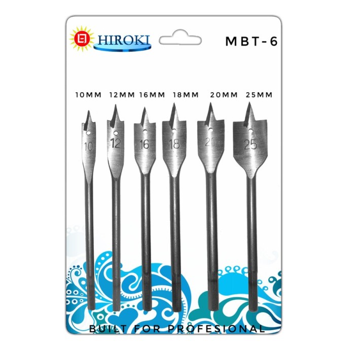 HIROKI MBT-6 Mata Bor Kayu Kipas Trisula 6 pcs Set