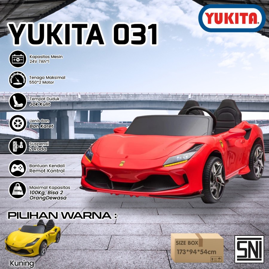 Mainan Mobil Aki Anak Yukita 031 - 24 Volt (bisa muat 2 orang dewasa) remote control maenan mobilan 