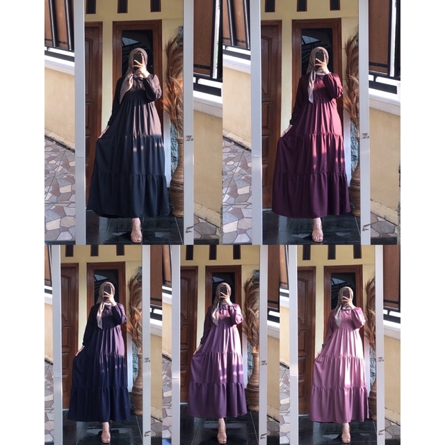 Athalia dress dfashion / Gamis twill uniqlo / Dress twill polos / Gamis twill busui / Dress panjang 