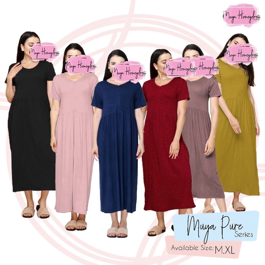 DASTER HOME DRESS ADEM MUYA homedress katun rayon panjang spandek busui bumil murah jumbo sematakaki