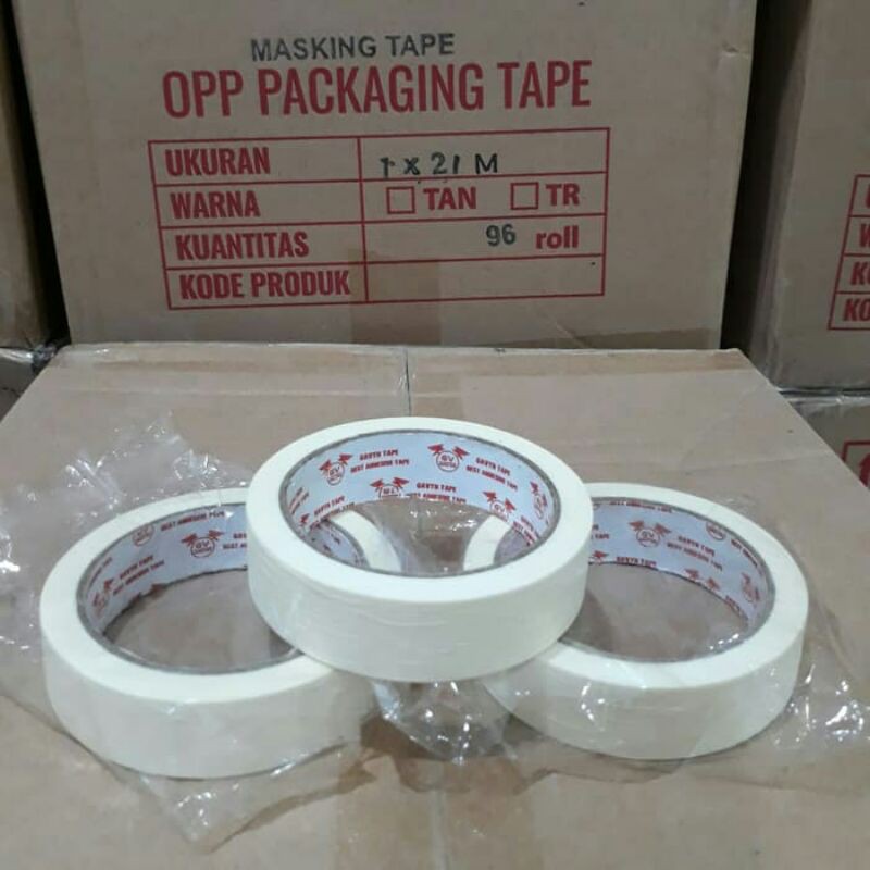 

GOJEK GRAB Lakban Kertas 24mm x 21m perdus 96 rol Masking Tape Murah Kualitas Daimaru