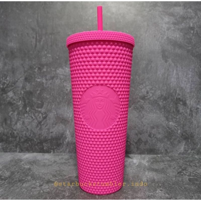 Starbucks Indonesia Singapore China Ruby Barbie Pink Studded Bling Cup Matte Limited Tumbler