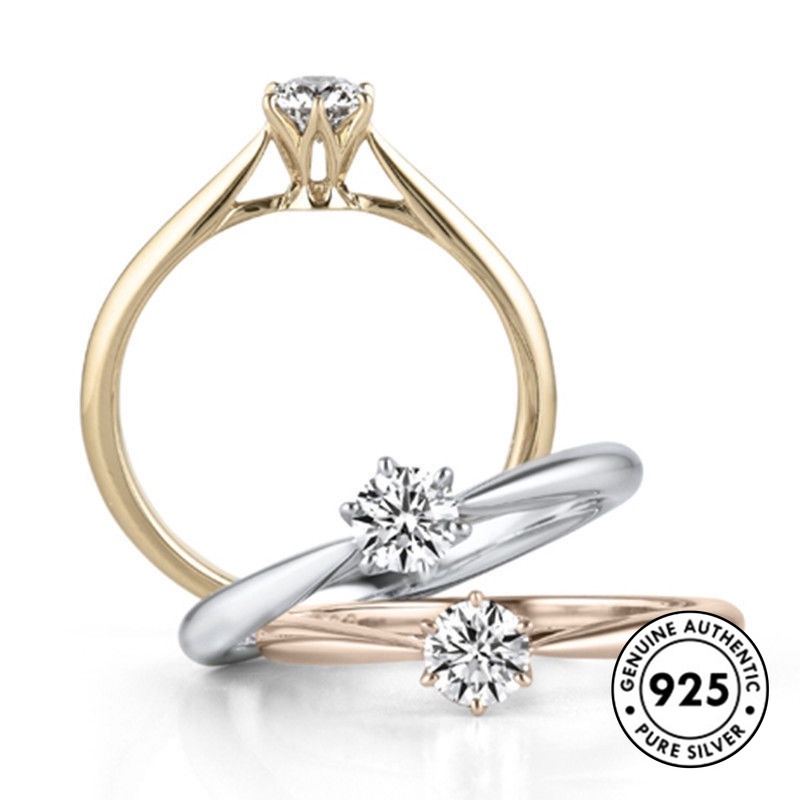 Cincin Sterling Silver 925 Model Mahkota Klasik Warna Rose Gold Untuk Wanita