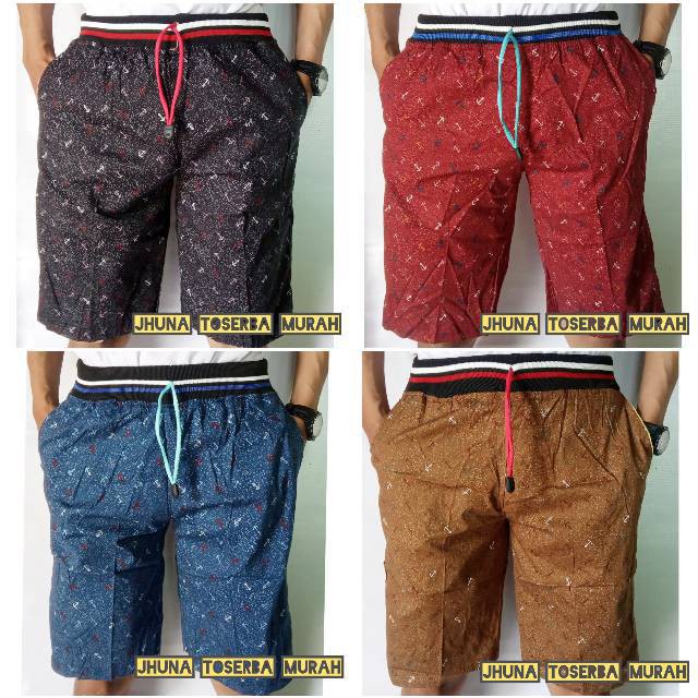 Celana Pendek Chino Jumbo Surfing Pinggang Karet (RIB) Pria Bahan Drill