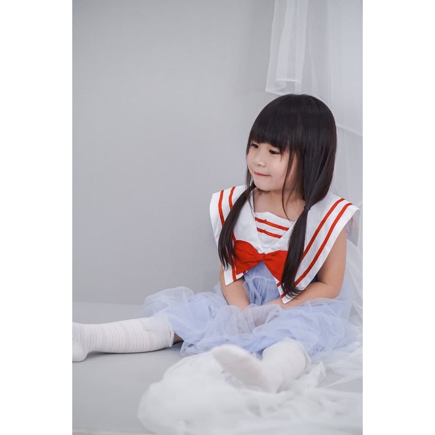 Promo !! Dress anak perempuan import - dress sailor olive ribbon import uk 3-5thn (pink,biru)