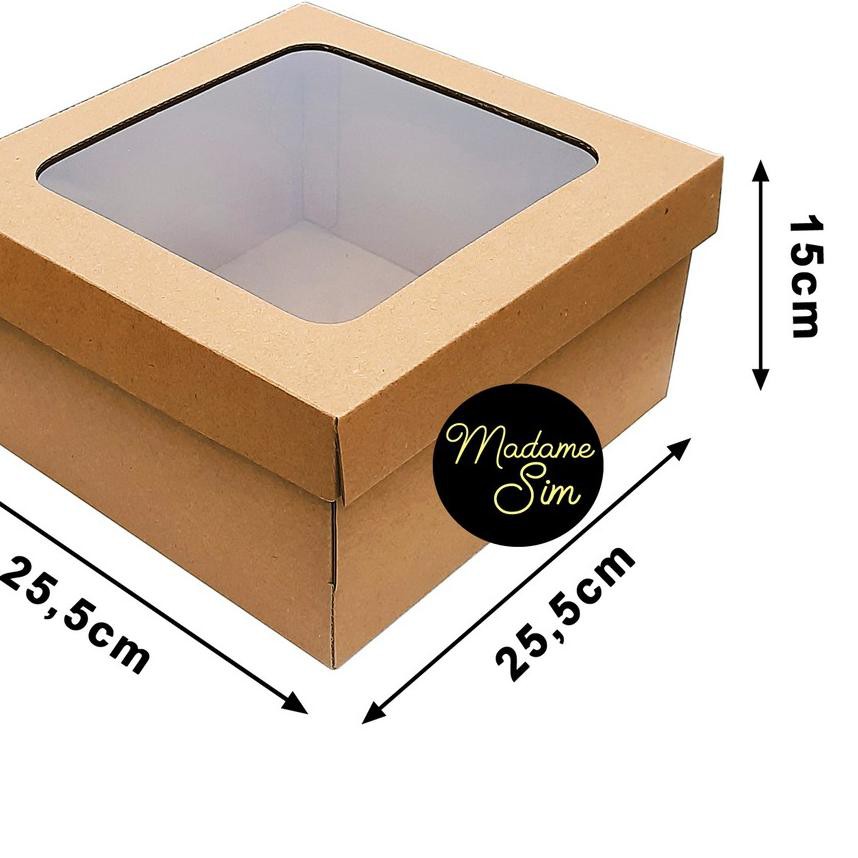 

♡ KOTAK KUE - CAKE BOX 25 x 25 x 15 CM - COKLAT + JENDELA (ISI 10 PCS) ☚