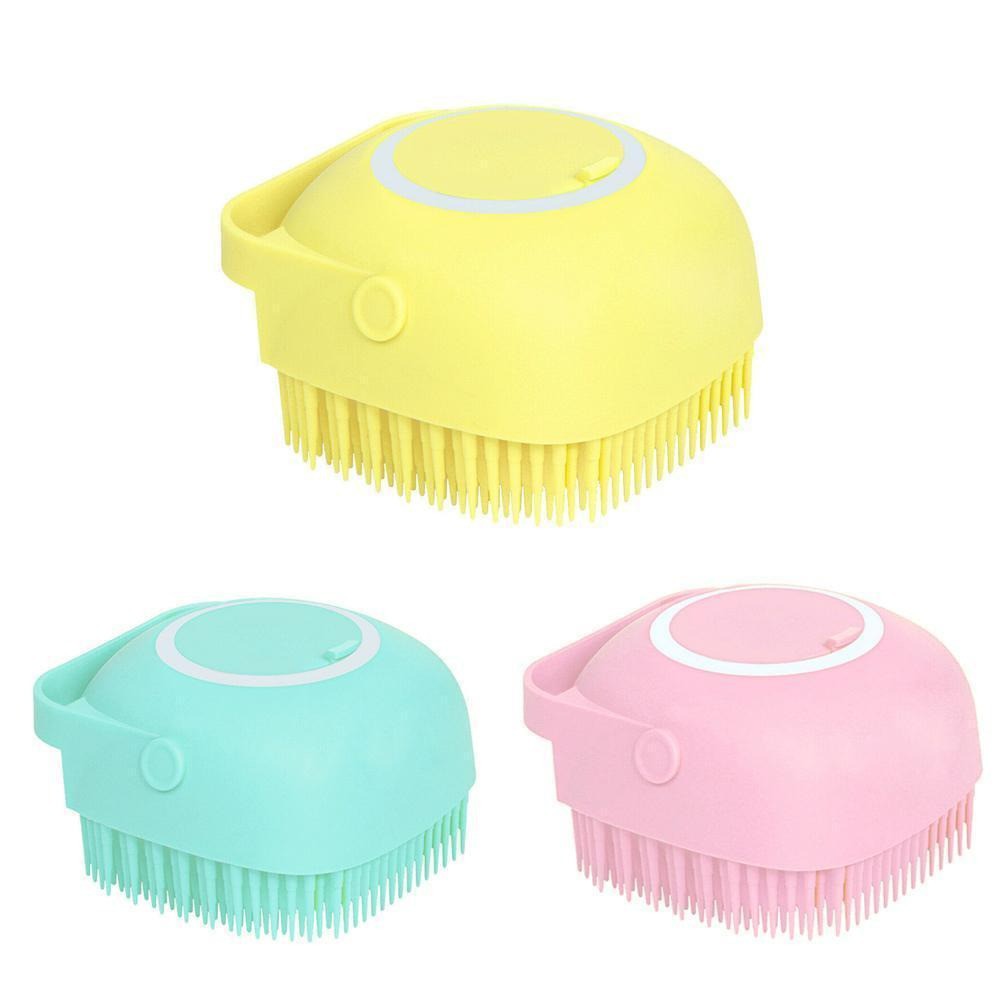 Sikat Mandi Bahan Silikon Lembut Sikat Badan Kepala Shower Brush Silicone Dispenser Sabun &amp; Shampoo