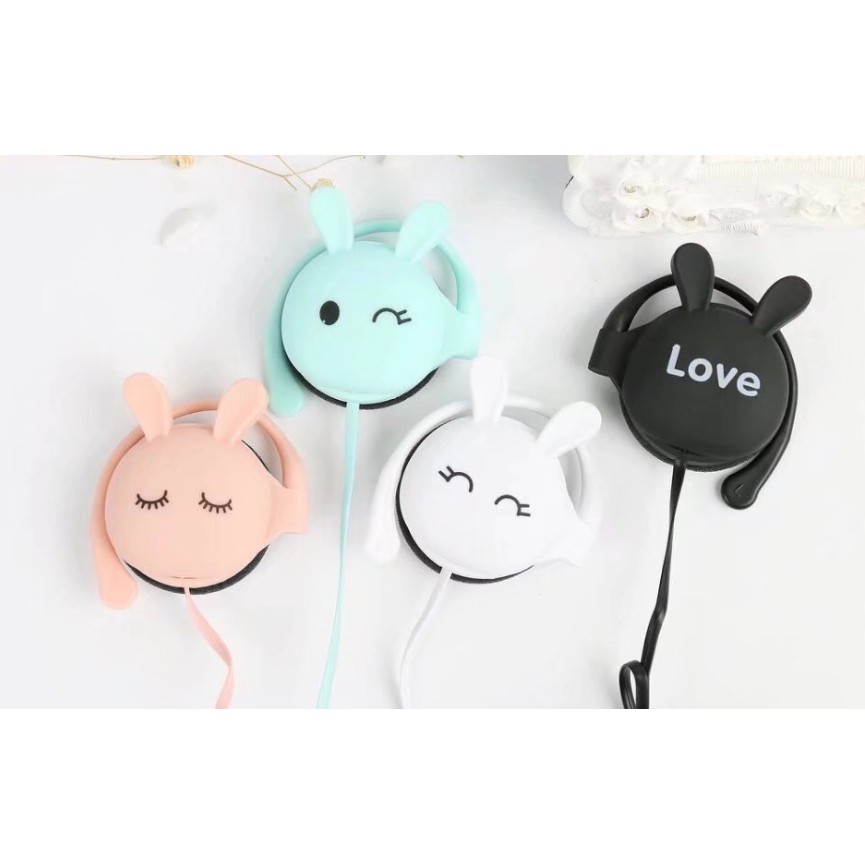 [KN-313] Headset Earphone Karakter Bentuk KEPALA KELINCI Ekspresi / Earphone Lucu Empuk RABBIT HEAD / Earphone On Ear Rabbit Lucu