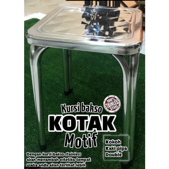 KURSI MEJA MAKAN STAINLESS STEEL BENTUK KOTAK
