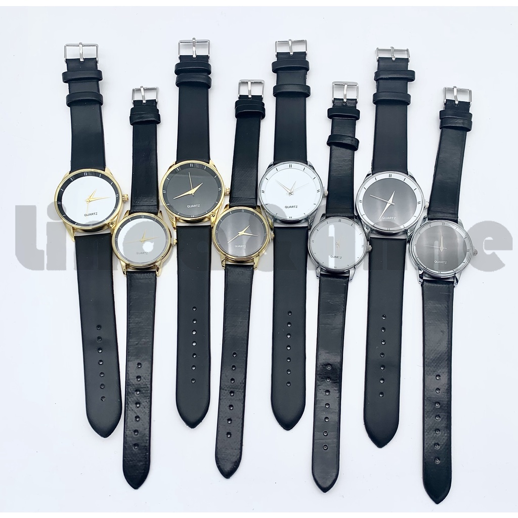 Jam Tangan Romawi Pria Dan Wanita Casual Analog Quartz Strap Pu Hitam Import