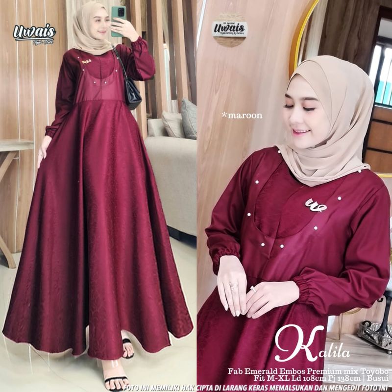 gamis kalila maxy by uwais3 (emerald embos premium mix toyobo)
