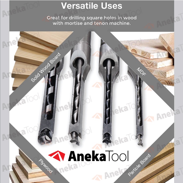 Mata Bor Bobok Kayu Persegi Hole Drill Bit Bahan Baja 4 Pcs / Set