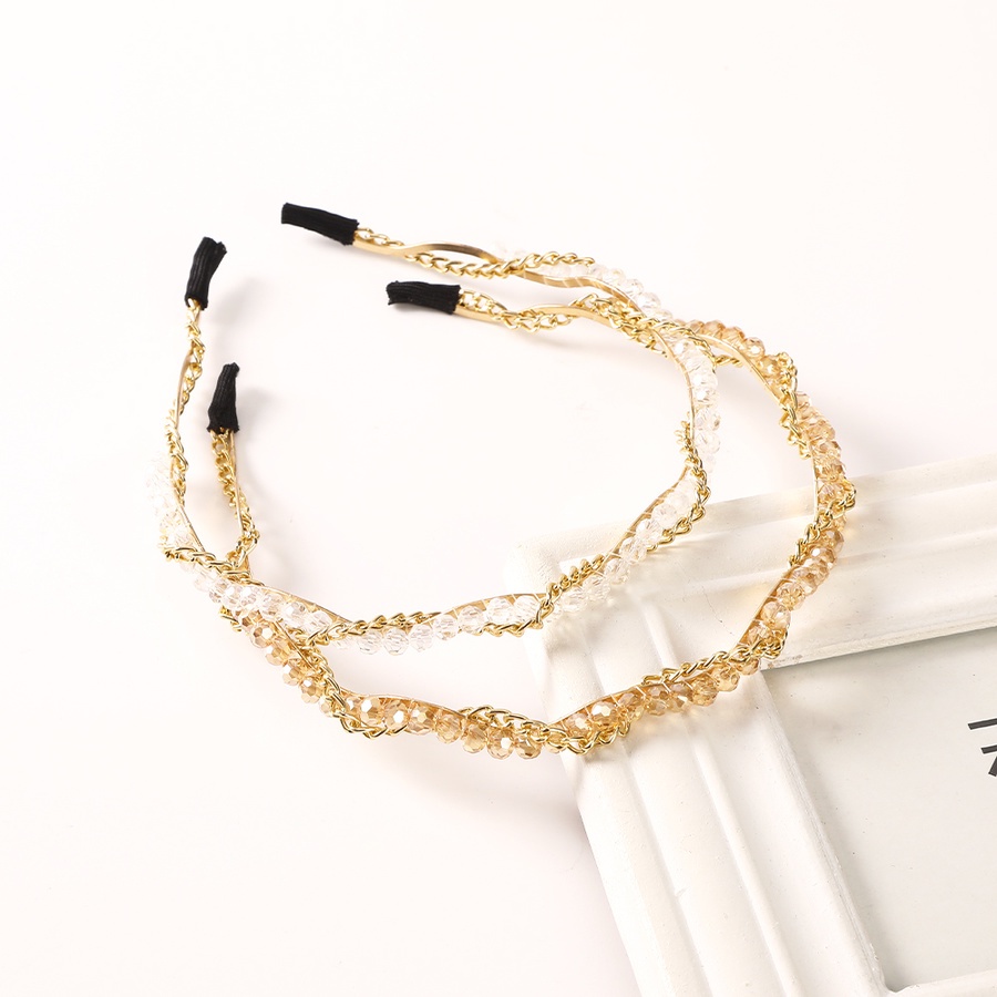 Headband Rantai Manik-Manik Kristal Bahan Alloy Gaya Korea Untuk Wanita