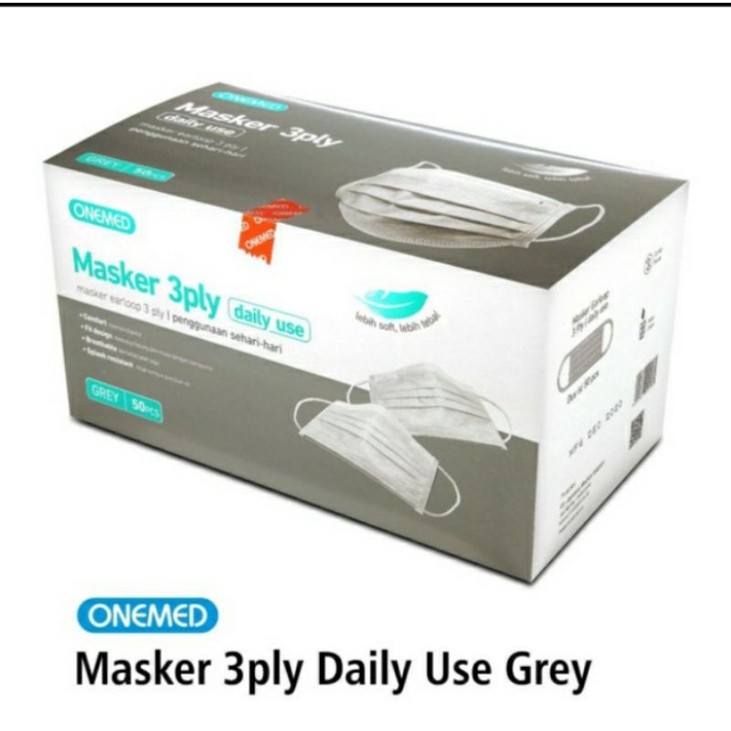 Masker onemed abu earloop 3 ply